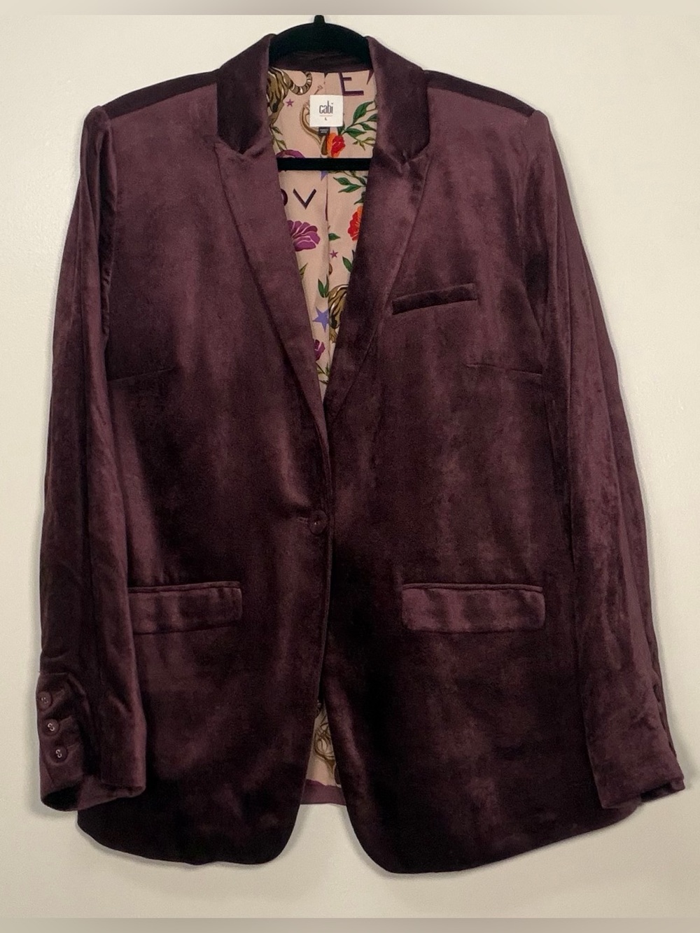 Cabi Velvet Blazer in Deep Plum